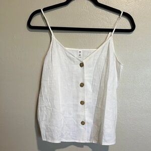 BP White Sleeveless Buttoned Camisole Top linen blend